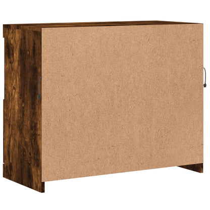 Sideboard with LED Lights Smoked Oak 81x37x67 cm