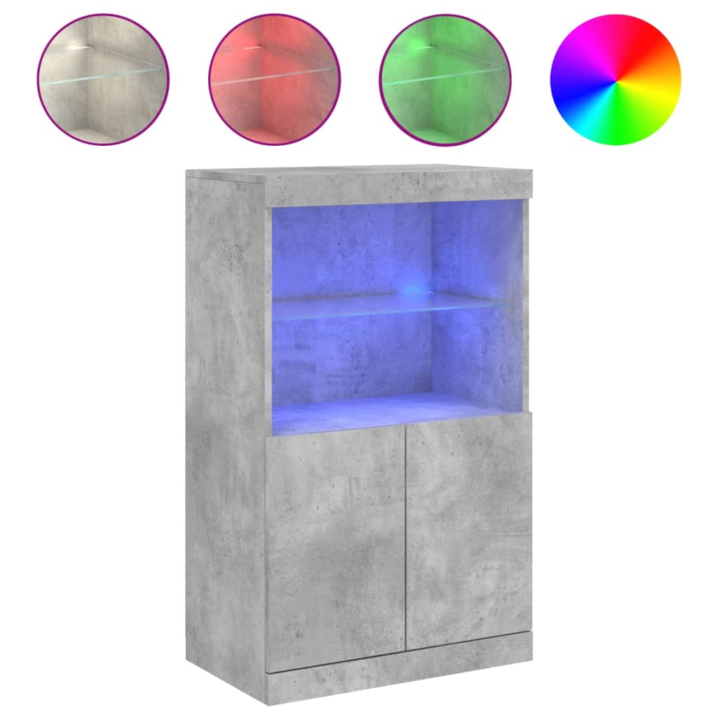 Sideboard with LED Lights Concrete Grey 60.5x37x100 cm