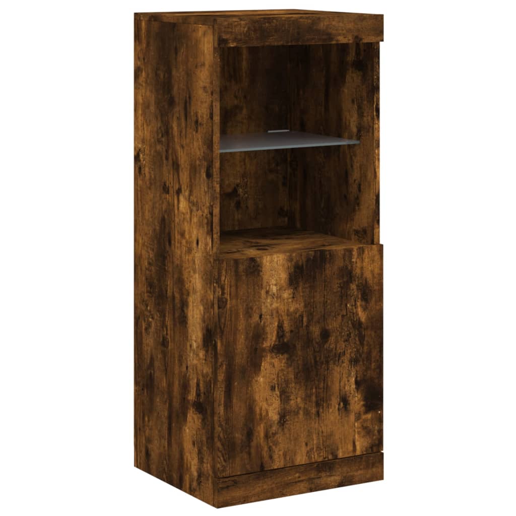 Sideboard with LED Lights Smoked Oak 41x37x100 cm