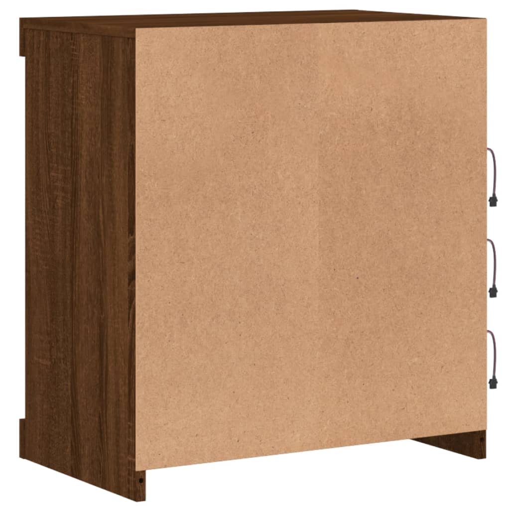Sideboard with LED Lights Brown Oak 60.5x37x67 cm