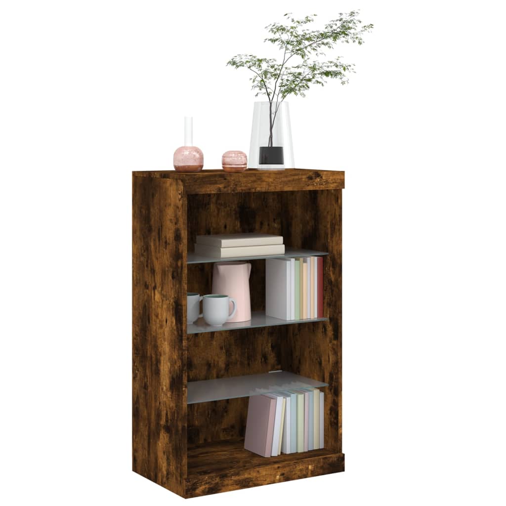 Sideboard with LED Lights Smoked Oak 60.5x37x100 cm