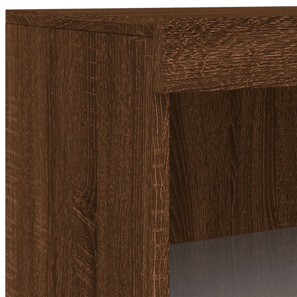 Sideboard with LED Lights Brown Oak 60.5x37x100 cm