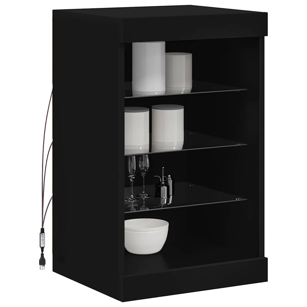 Sideboard with LED Lights Black 41x37x67 cm