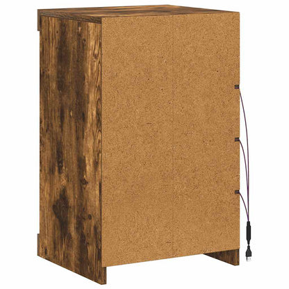 Sideboard with LED Lights Smoked Oak 41x37x67 cm