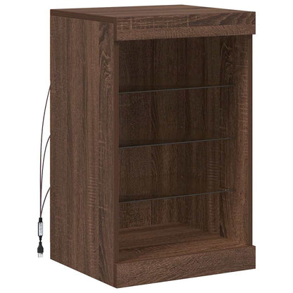 Sideboard with LED Lights Brown Oak 41x37x67 cm
