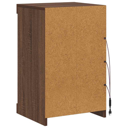 Sideboard with LED Lights Brown Oak 41x37x67 cm