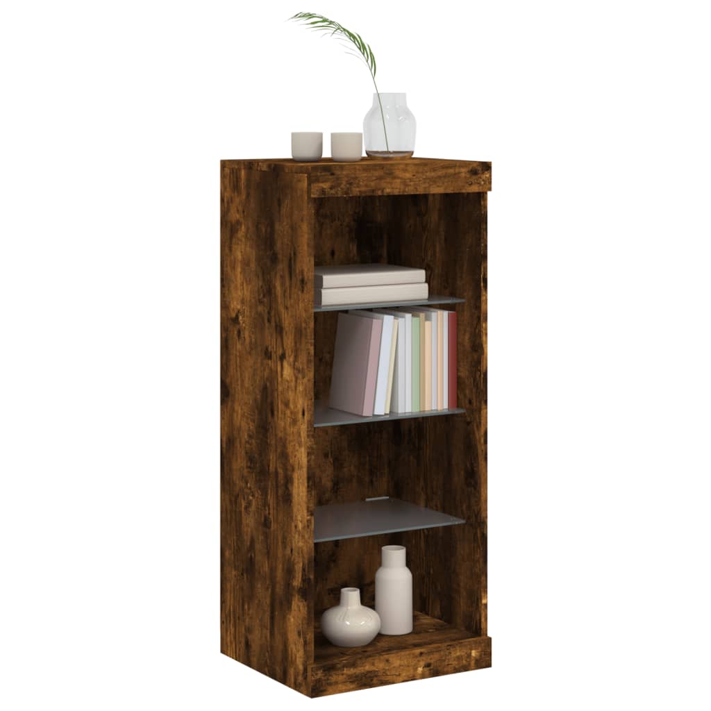 Sideboard with LED Lights Smoked Oak 41x37x100 cm
