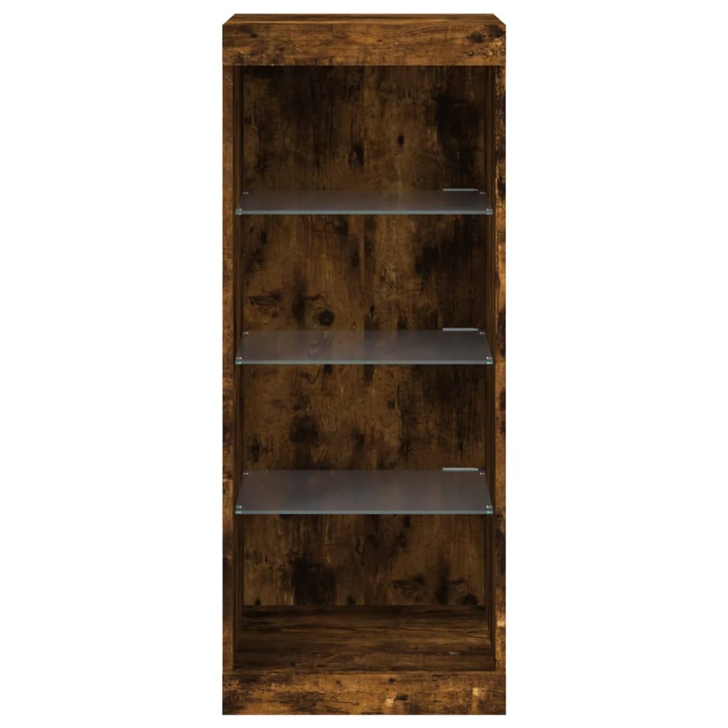 Sideboard with LED Lights Smoked Oak 41x37x100 cm