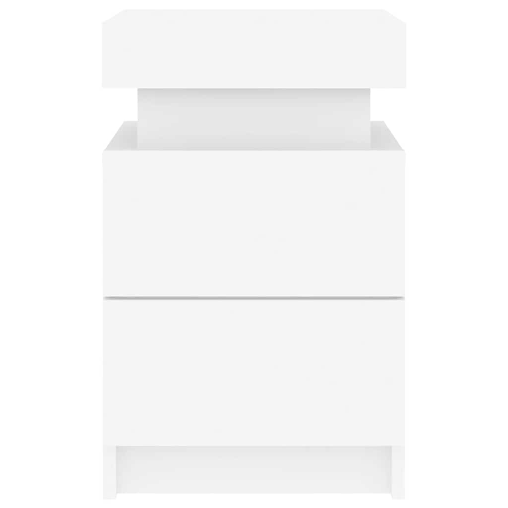 Bedside Cabinet with LED Lights White 13.8"x15.4"x21.7