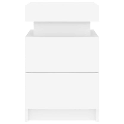 Bedside Cabinet with LED Lights White 13.8"x15.4"x21.7