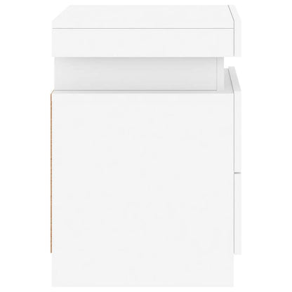 Bedside Cabinet with LED Lights White 13.8"x15.4"x21.7