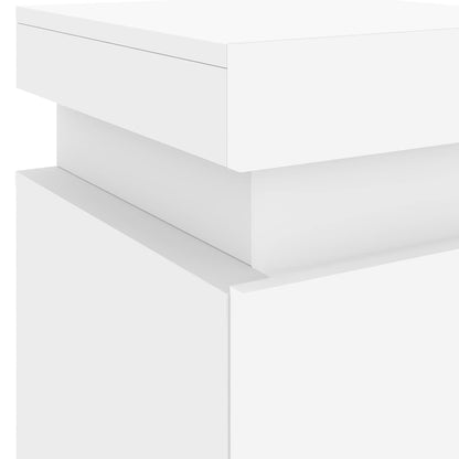 Bedside Cabinet with LED Lights White 13.8"x15.4"x21.7