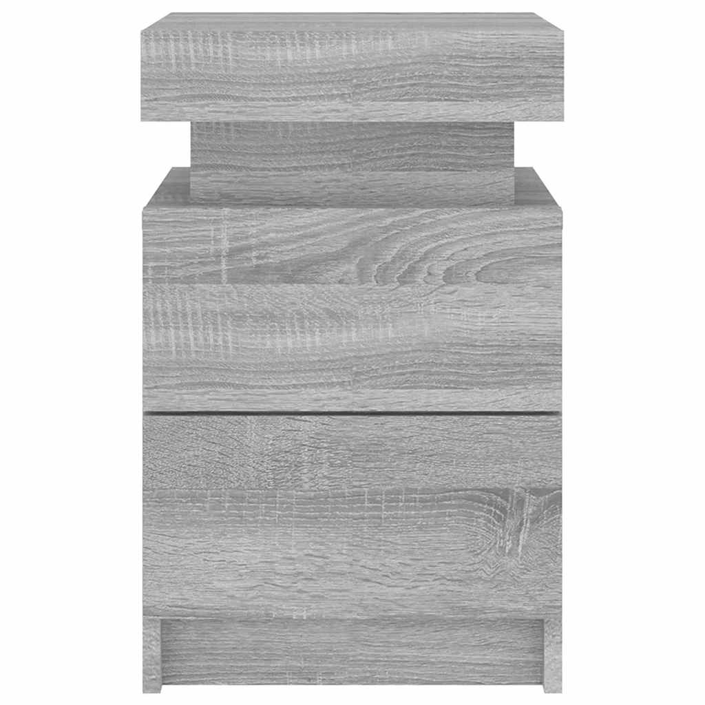 Bedside Cabinet with LED Lights Grey Sonoma 35x39x55 cm