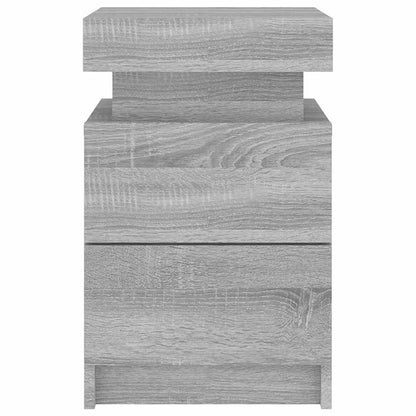 Bedside Cabinet with LED Lights Grey Sonoma 35x39x55 cm