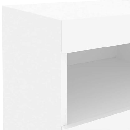Bedside Cabinet with LED Lights White 50x40x45 cm