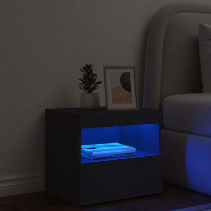 Bedside Cabinet | Black | Engineered wood | 50x40x45 cm | Bedside Cabinet