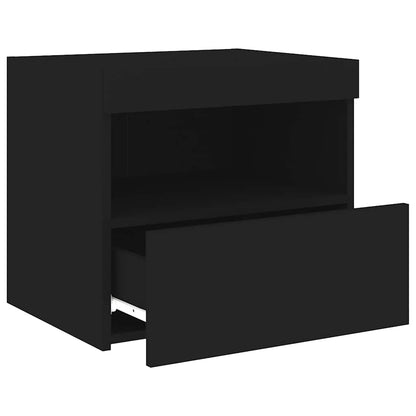 Bedside Cabinet | Black | Engineered wood | 50x40x45 cm | Bedside Cabinet