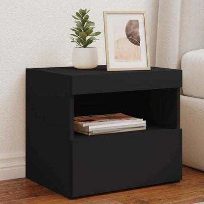 Bedside Cabinet | Set of 2 | Black | Engineered wood | Medium