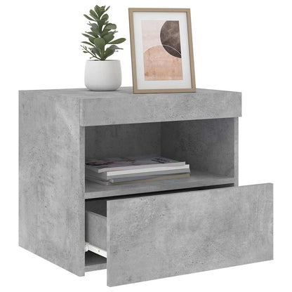 Bedside Cabinets with LED Lights 2 pcs Concrete Grey 50x40x45 cm