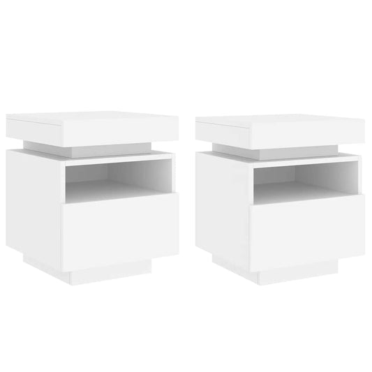 Bedside Cabinets with LED Lights 2 pcs White 40x39x48,5 cm