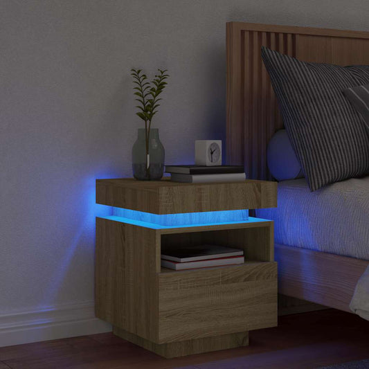 Bedside Cabinet with LED Lights Sonoma Oak 40x39x48,5 cm