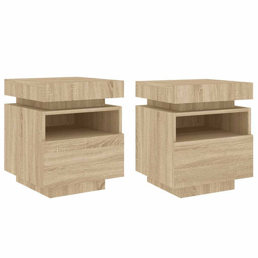Bedside Cabinets with LED Lights 2 pcs Sonoma Oak 40x39x48,5 cm