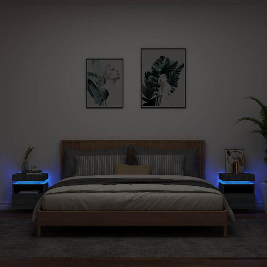 Bedside Cabinets with LED Lights 2 pcs Grey Sonoma 40x39x48,5 cm