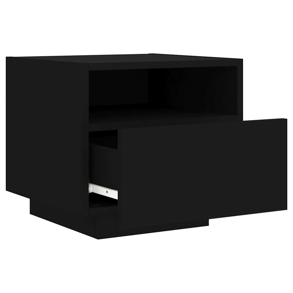 Bedside Cabinet | Black | Engineered wood | Compact | Bedside Cabinet