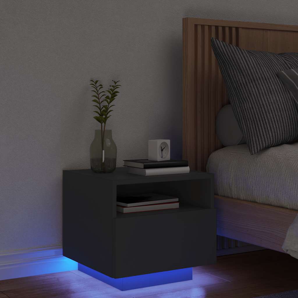 Bedside Cabinet | Black | Engineered wood | Compact | Bedside Cabinet