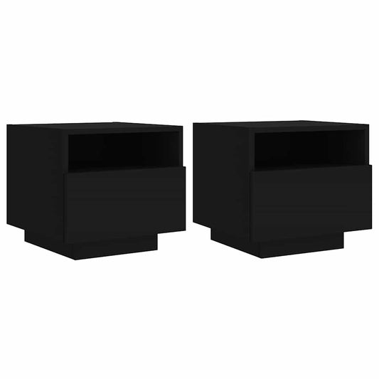 Bedside Cabinets with LED Lights 2 pcs Black 40x39x37 cm