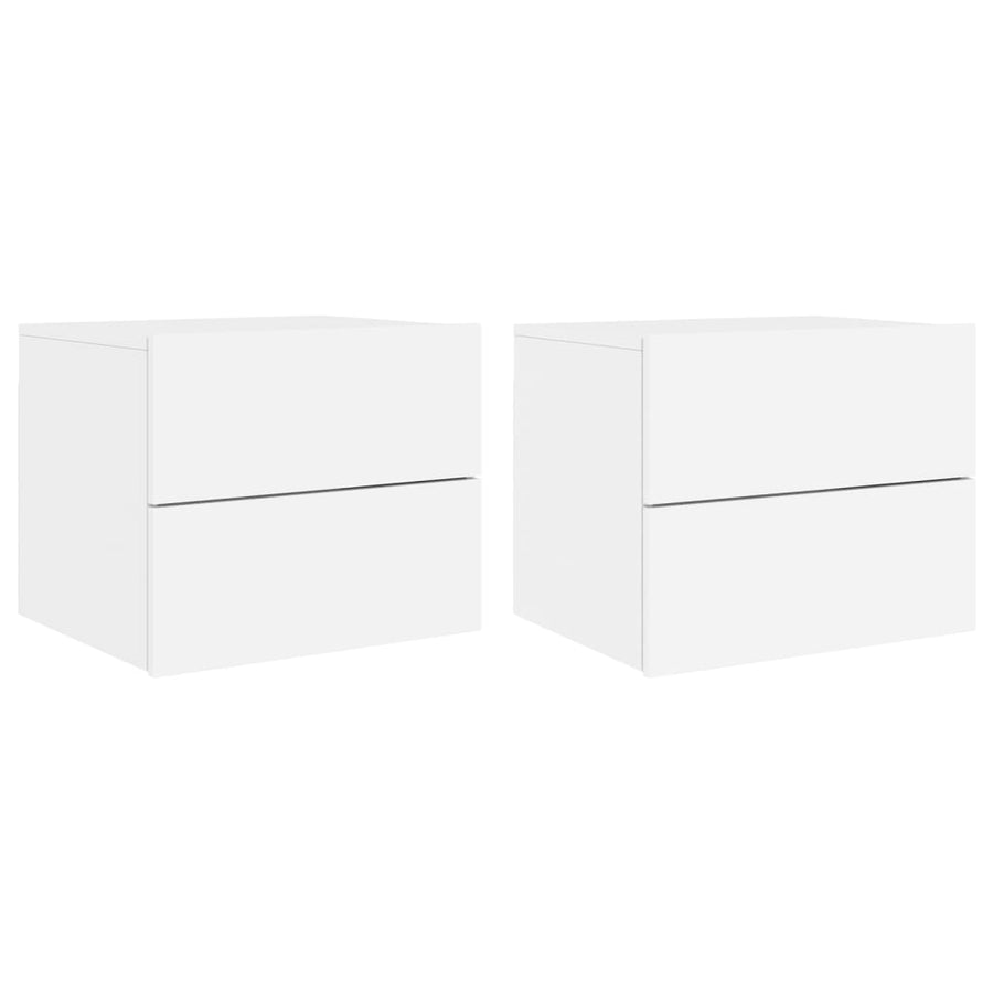 Wall-mounted Bedside Cabinets with LED Lights 2 pcs White