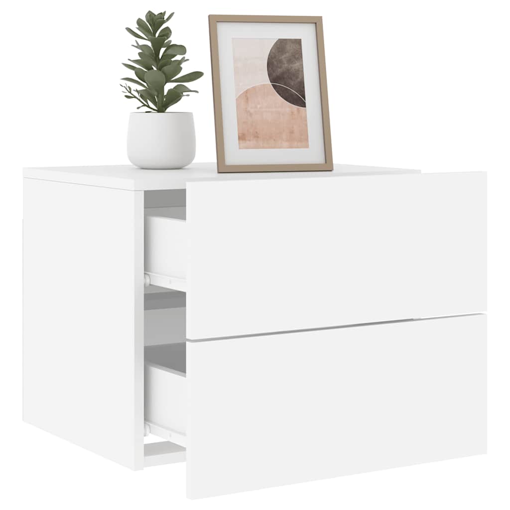 Wall-mounted Bedside Cabinets with LED Lights 2 pcs White
