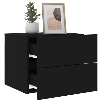 Wall-mounted Bedside Cabinet | Black | Engineered wood | Standard