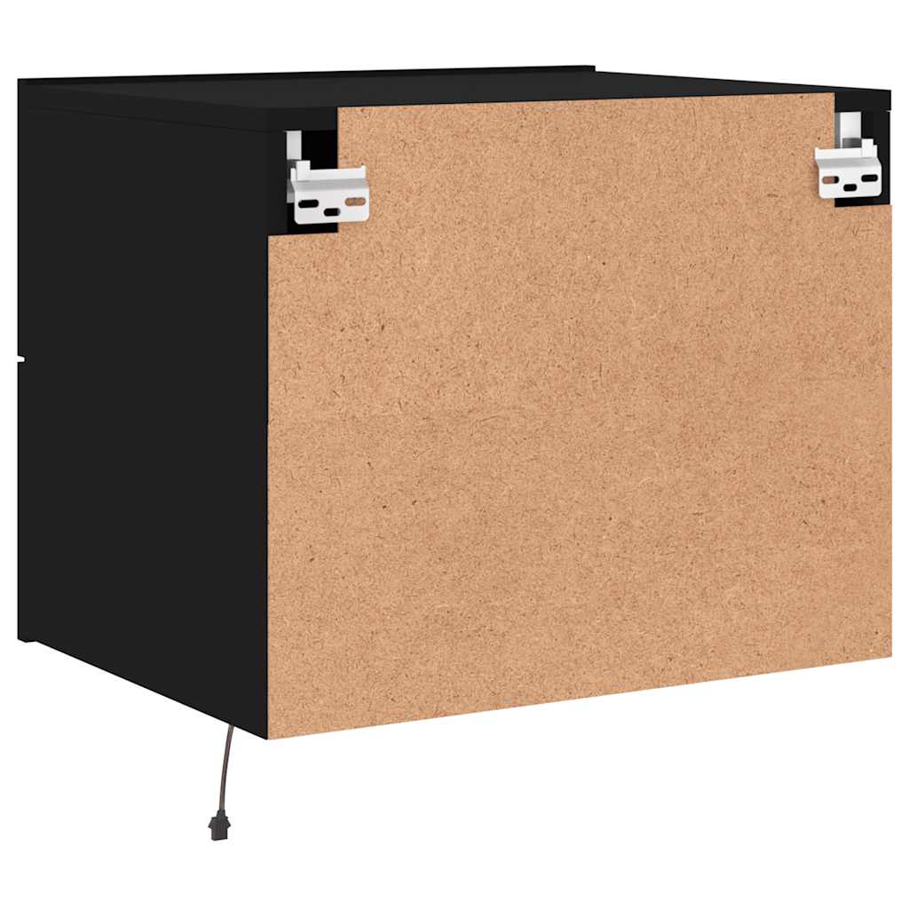 Wall-mounted Bedside Cabinet | Black | Engineered wood | Standard