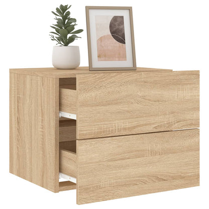 Wall-mounted Bedside Cabinet with LED Lights Sonoma Oak