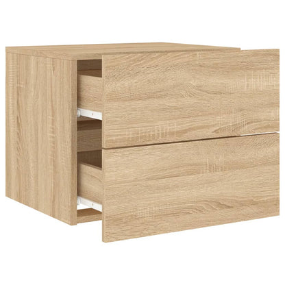 Wall-mounted Bedside Cabinet with LED Lights Sonoma Oak