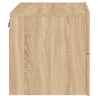 Wall-mounted Bedside Cabinets with LED Lights 2 pcs Sonoma Oak