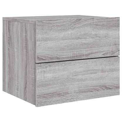 Wall-mounted Bedside Cabinets with LED Lights 2 pcs Grey Sonoma