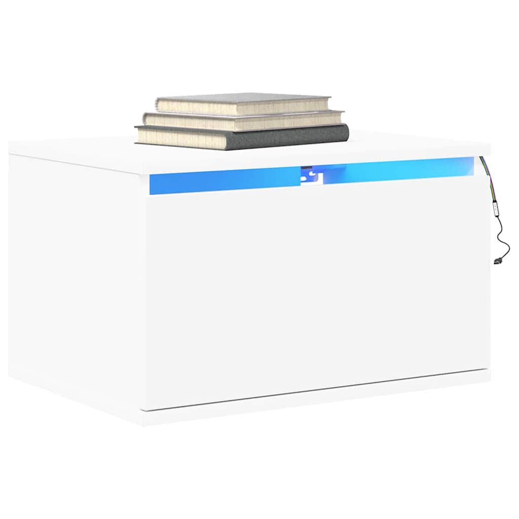 Wall-mounted Bedside Cabinets with LED Lights 2 pcs White