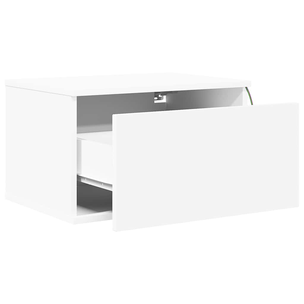 Wall-mounted Bedside Cabinets with LED Lights 2 pcs White