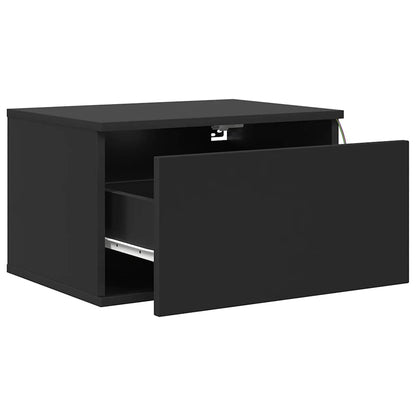 Wall-mounted Bedside Cabinet with LED Lights Black