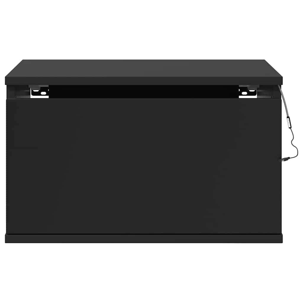 Wall-mounted Bedside Cabinet with LED Lights Black