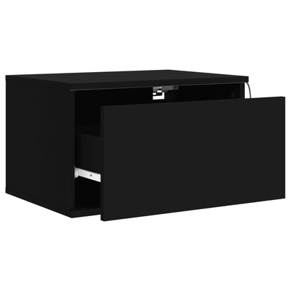 Wall-mounted Bedside Cabinets with LED Lights 2 pcs Black