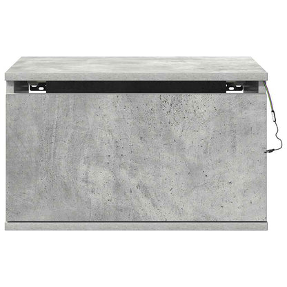Wall-mounted Bedside Cabinet with LED Lights Concrete Gery