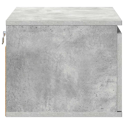 Wall-mounted Bedside Cabinet with LED Lights Concrete Gery