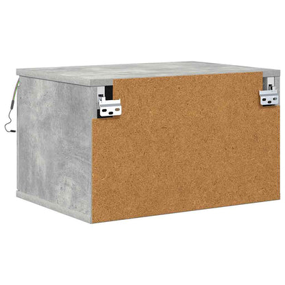 Wall-mounted Bedside Cabinet with LED Lights Concrete Gery