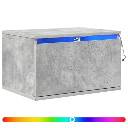 Wall-mounted Bedside Cabinets with LED Lights 2 pcs Concrete Grey