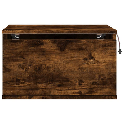 Wall-mounted Bedside Cabinets with LED Lights 2 pcs Smoked Oak
