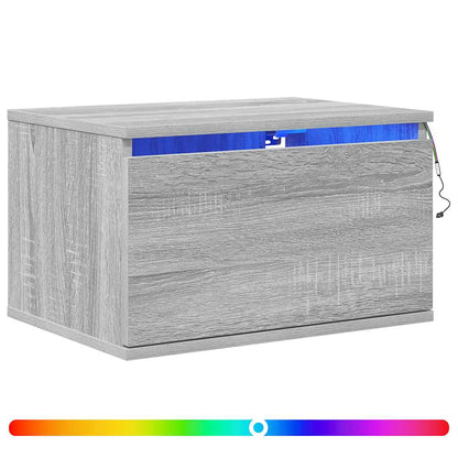 Wall-mounted Bedside Cabinet with LED Lights Grey Sonoma