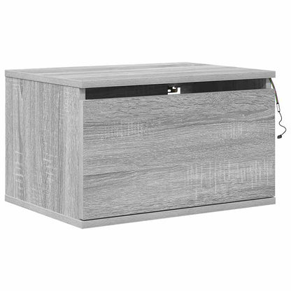 Wall-mounted Bedside Cabinet with LED Lights Grey Sonoma